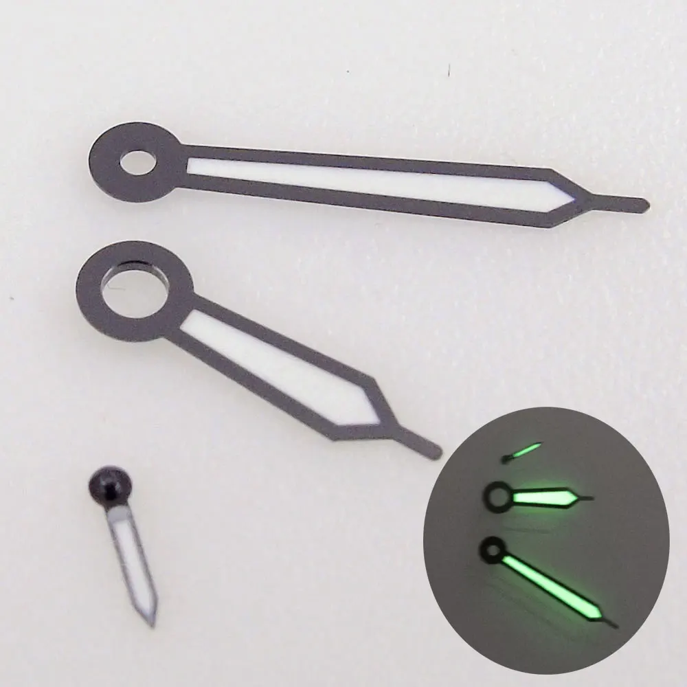 

BLIGER Watch Parts fit ETA 6497 6498 Luminous Watch Hand Needles Set Black Edge Middle White