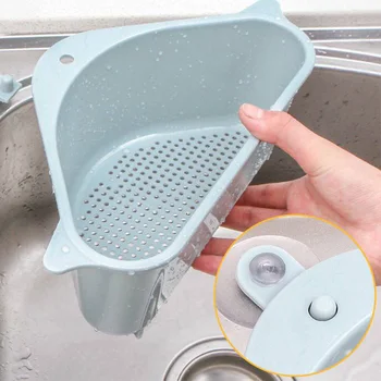 

Drain Garbage Basket Kitchen Sink Peel Sponge Vegetable Box Rag Storage Suction Cup Pool Hanging Triangle Basket