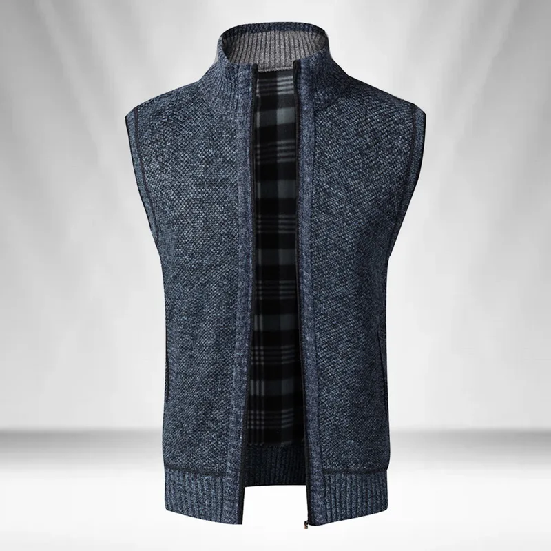 2020 Men Sweater Coat Sleeveless Zip Up Cardigan Men Knitted Vest Vintage Stand Collar Sweater Jacket Plaid Knitwear Waistcoat 2020 Men Sweater Coat Sleeveless Zip Up Cardigan Men Knitted Vest Vintage Stand Collar Sweater Jacket Plaid Knitwear Waistcoat