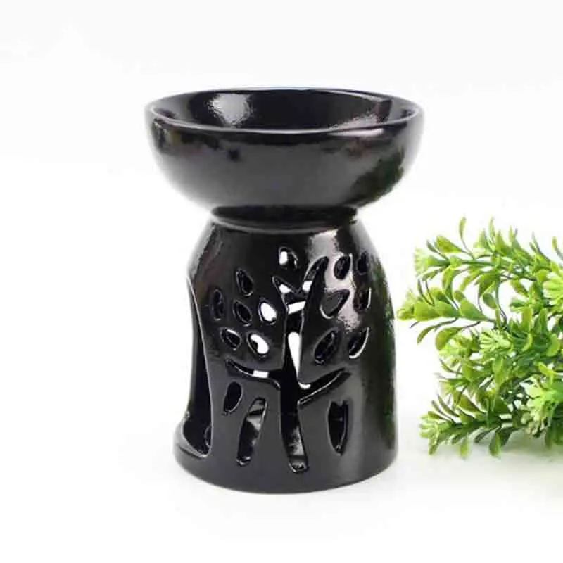 Керамическая черно-белая масляная горелка свечи для ароматерапии масляная лампа украшения дома Аромалампа костюм для йоги украшения спальни - Цвет: 8x13cm