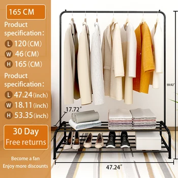 

BOFENG Clothing Rack Metal Hangers Multifunction Clothes 60 Inch Shoe 2020New Coat Rack Move Freely European Find Store European