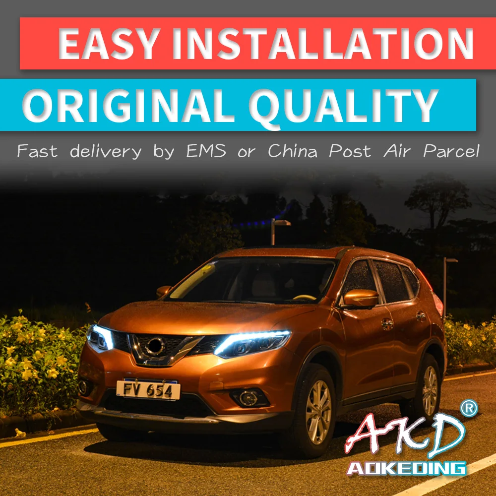 AKD тюнинг автомобильных фар для Nissan X Trail Xtrail 2014 светодиодные фары DRL ходовые огни Bi