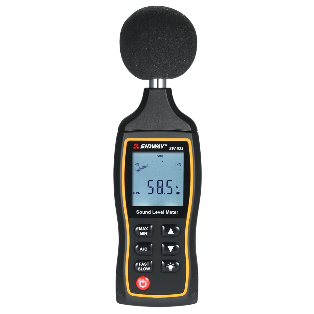 

SNDWAY High Accuracy LCD Digital Noisemeter Sound Level Meter 30-130dB Decibel Monitoring Tester with A and C Frequency