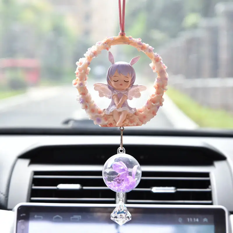 Car Pendant Bling Rear View Mirror Charm Hanging Ornament Decor Accessories  Gift