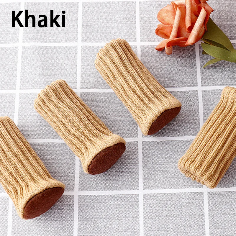 4Pcs/Set Table Chair Leg Covers Home Furniture Non-Slip Knitting Floor Protectors Table Chair Knitted Decor Foot Socks Protector
