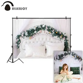 

Allenjoy photography background Christmas headboard tufted pine tree leaf photophone backdrop photocall photo studio photobooth