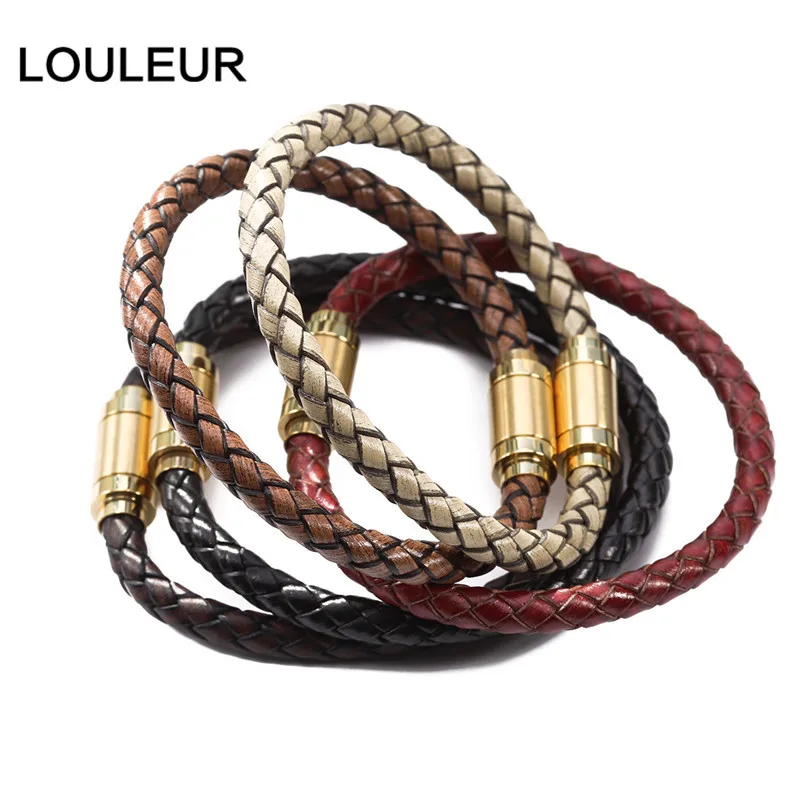 Louleur 2019 черного цвета из натуральной кожи плетеный кожаный браслет для мужчин