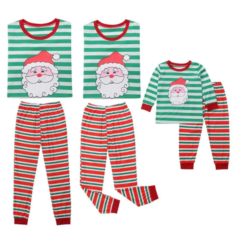 

Leisure Family Matching Outfits Fashion Parent-Child Christmas Men Women 2pcs O-Neck Clothes Sets Letters Striped Pajamas Pants
