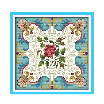 

Joy Sunday Rose Heart Pattern Counted Cross Stitch Kit 11CT 14CT Printed on Canvas DMC Embroidery DIY Handwork Needlework sets