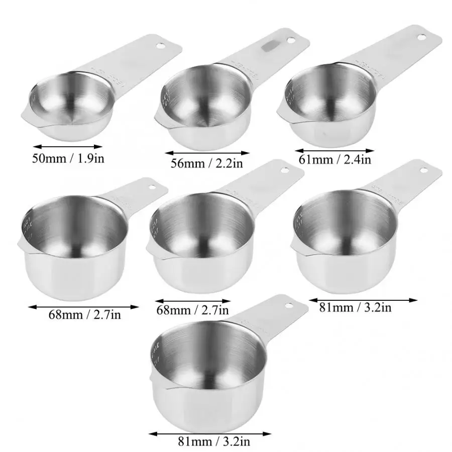 7 pcs Stainless Steel Measuring Cup Kitchen Scale Measuring Spoons Scoop For Baking Cooking Teaspoons Sugar Coffee Tools Set