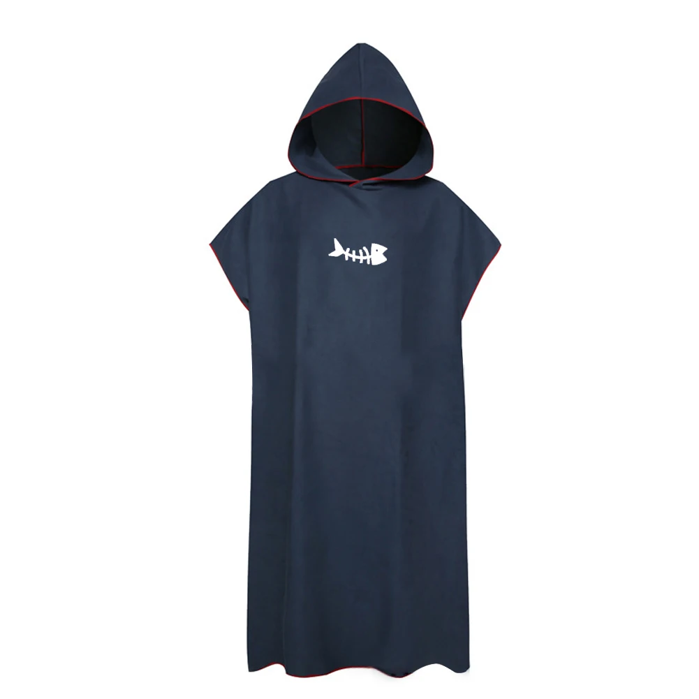 navy blue Пончо с капюшоном для плавания, Впитывающее Воду, халат для взрослых, солнцезащитный, для серфинга, Быстросохнущий гидрокостюм, сменный халат, мягкий, для отдыха на открытом воздухе - Цвет: navy blue
