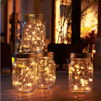 

Solar Powered String Light 20 LEDs Waterproof Christmas Garland for Mason Jar Lid Insert Fairy Lamp Strings Garden Decoration