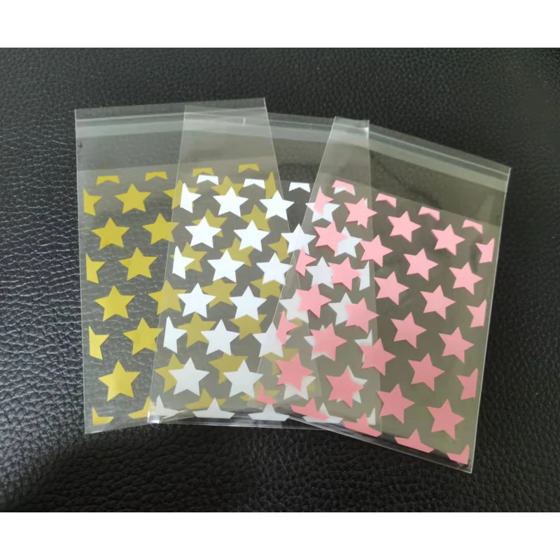 8x10+3cm Golden/whitle/pink  Star Design Adhesive Bag Cookies DIY Gift Bag For Christmas Wedding Party Candy Food Packaging Bag