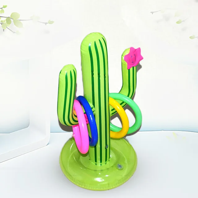 Outdoor Swimming Pool accessories Inflatable Cactus Ring Toss Game Set Floating Pool Toys Beach Party Supplies Party Bar Travel 6