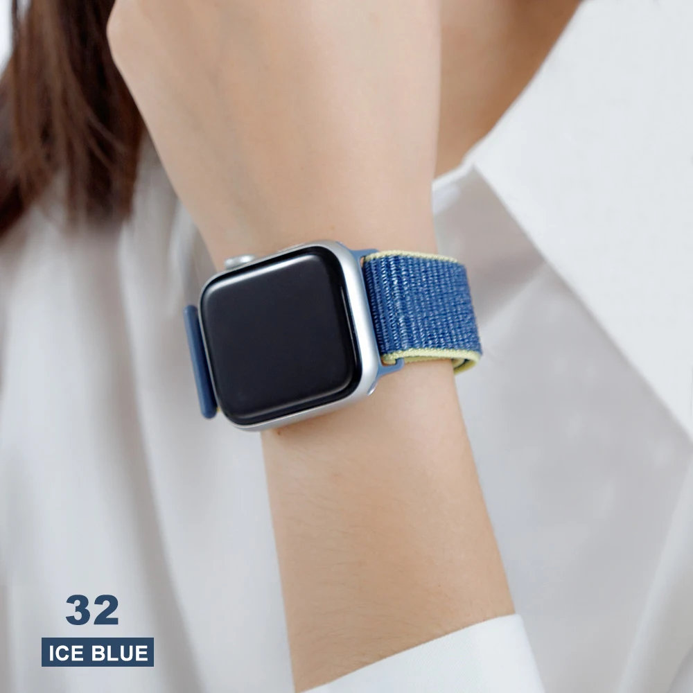 Ice blue Тканый нейлоновый ремешок для apple Series 5, ремешок для часов 42 мм, 44 мм, 38 мм, 40 мм, спортивный нейлоновый браслет для iwatch 4/3/2/1 - Цвет ремешка: Ice blue
