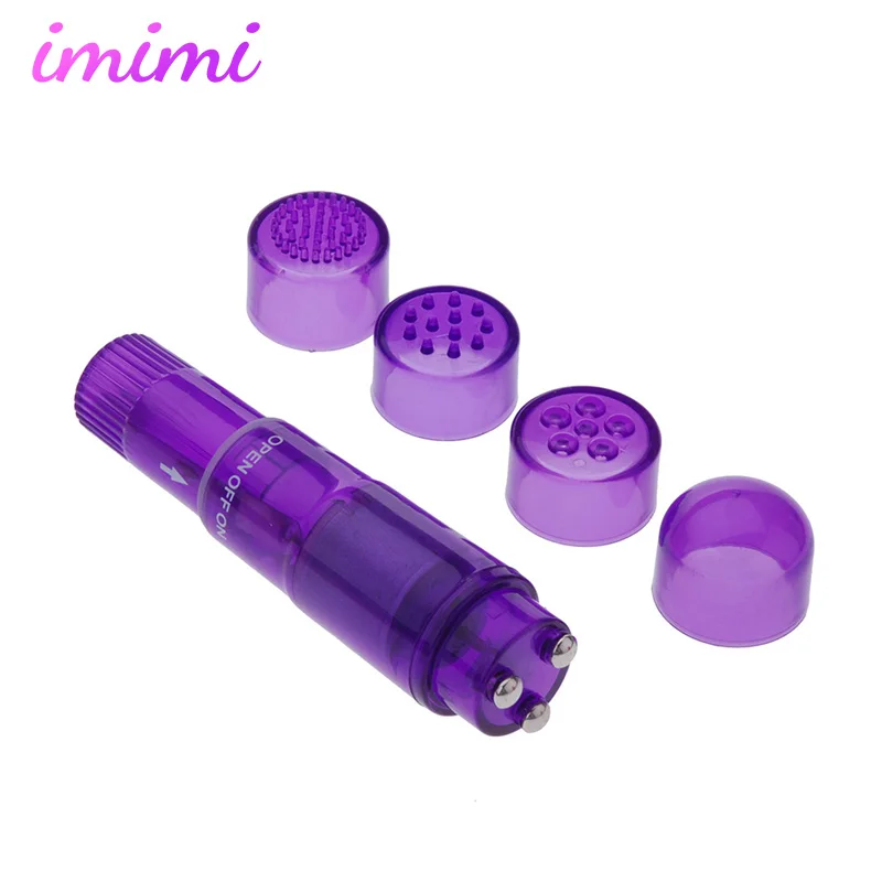 1PCS 4 Interchangeable Pocket Rocket Vibrator Sex Toys for Women Mini Full Body Massager Clitoris Stimulator Strapon for Couples