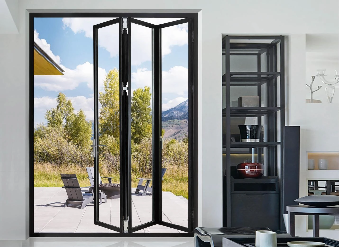 Puerta plegable de aluminio con rotura térmica, puerta de entrada de doble  vidrio templado para exteriores, bidireccional| | - AliExpress
