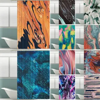 

New Style Shower Curtain Waterproof Polyester Shower Curtain Curtain Cushion With Waterproof Belt 12 Hooks for Home Decoration