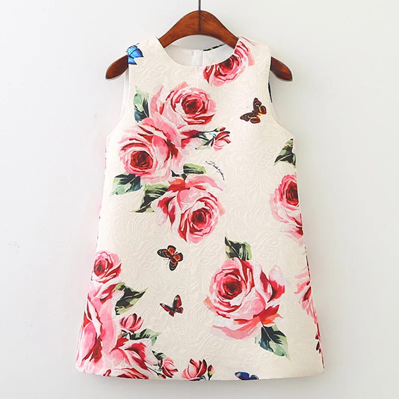 

MERI AMMI Children Girl Long Tee Style Dressing Flower Rose Floral Dress For 3-9 Year Baby Kids