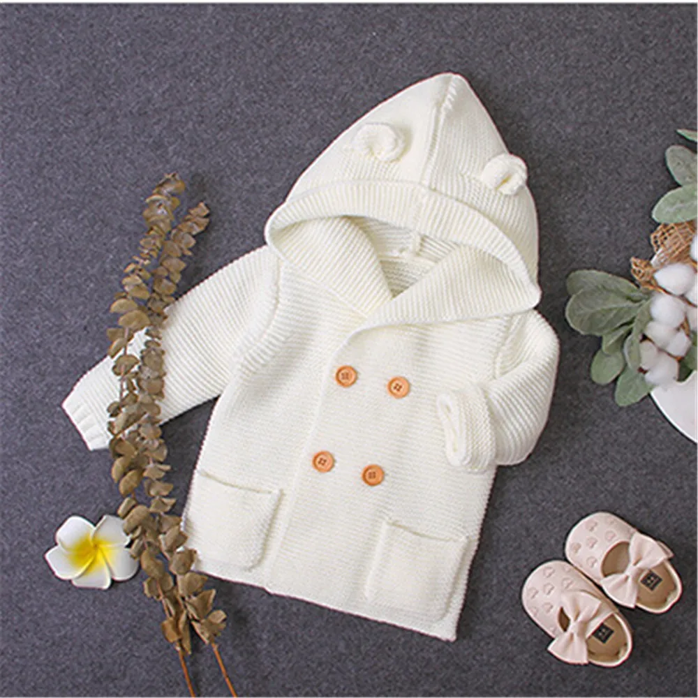 

2019 Winter Baby Sweater Fashion Boys Girls Double Breasted Coat Kids Toddler Clothes Fashion Long Sleeve Autumn Sweater Jacket