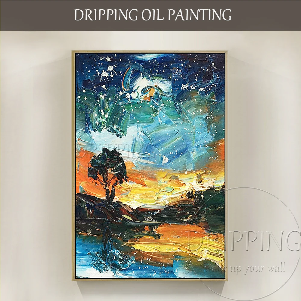 

Top Artist Hand-painted Abstract Landscape Oil Painting on Canvas Thick Paints Modern Wall Art Palette Knife Acrylic Painting