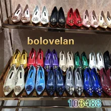 Бренд класса люкс; Новинка; обувь с заостренным носком, со стразами кеды женская обувь, три спецификации, на плоской подошве, на каблуке 6 см, 9 см