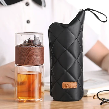 

200ml Glass Water Bottle With Bag High Borosilicate Double Tea Water Bottle Infuser Tumbler Drinkware Smart Bottles