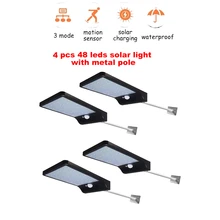 2/4pcs 48 LED Solar Powered PIR Motion Sensor Activated Solar Lamp Waterproof Outdoor Garden Decor Security Wall Light security
