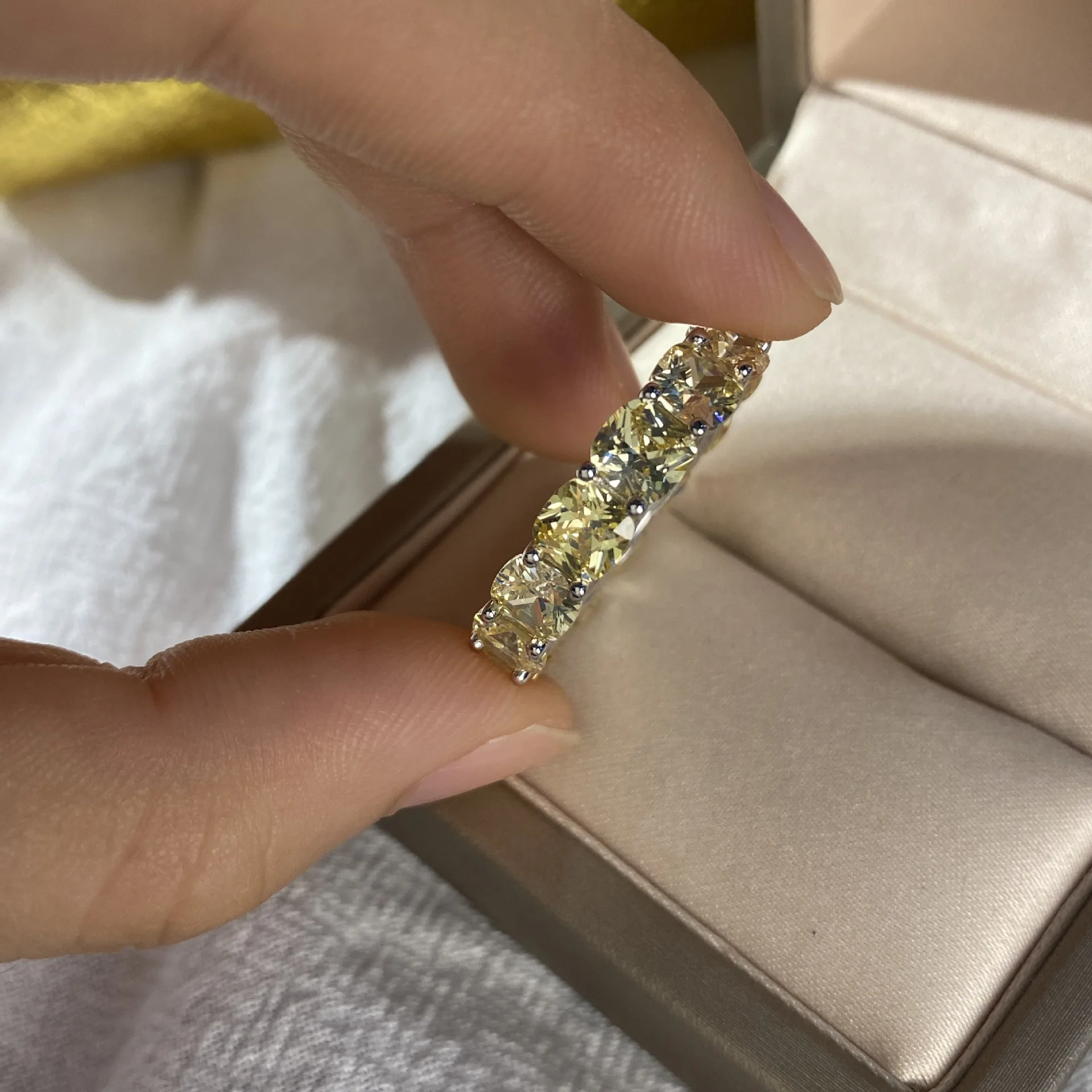 Wong Rain Classic 925 Sterling Silver Created Moissanite Diamonds Gemstone Wedding Band Engagement Ring Fine Jewelry Wholesale 2