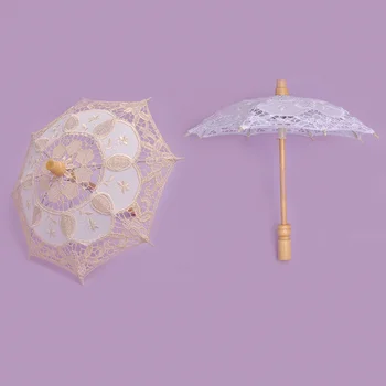 

Handmade Embroidery Cotton Lace Parasols Wedding Fan Sun Umbrella Children Size