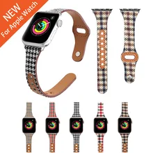 

For Apple Watch Leather with Denim Plaid Strap band Series 6 44mm 40mm for iWatch 6 5 4 3 42mm 38mm Bracelet Watchbands