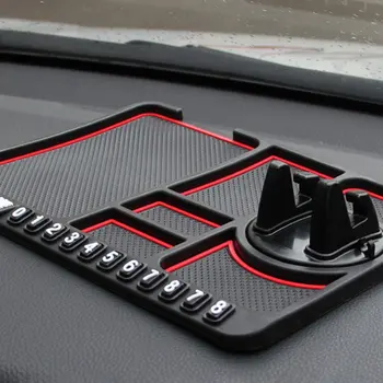 

Multifunctional Car Rotate Mobile Phone Holder Car Silicone Anti-slip Mat Temporary Parking Number Sign Panel Storage Pads Black