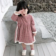 Осенняя детская одежда, хлопковое льняное платье принцессы в японском стиле для маленьких девочек, детские повседневные платья в полоску с оборками на рукавах