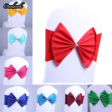 50 шт./партия, эластичный бант из горного хрусталя, лайкра спандекс стул, лента, удобный Свадебный Банкетный Декор