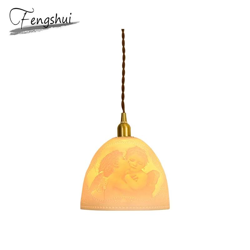 

Nordic Copper Pendant Lights Lamp Ceramics Hanging Lamp Lights Art Deco Pending Lighting Living Room Dining Room Bedroom Loft