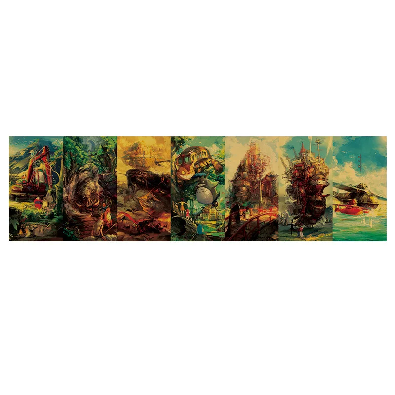 

Hayao Miyazaki anime collection E kraft poster retro dormitory hotel door decoration painting