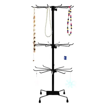 

Rotating Iron 3-Tier Revolving Stand Rack Modern Jewelry Holder Showcase Fashionable Mobile Keyring Display Organizer