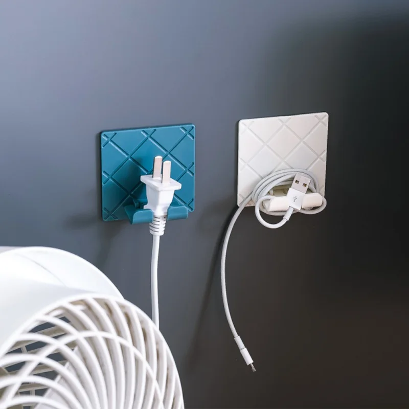 

Wall Mounted Storage Power Plug Hooks Adhesive Power Cord Storage Rack Hooks For Home Office Wall Storage Rack