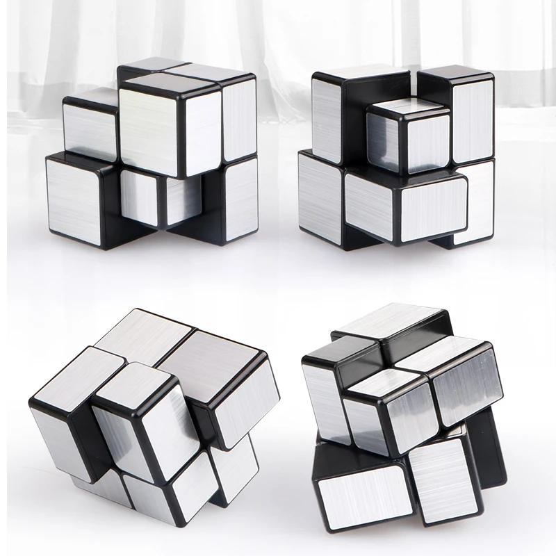 Qiyi 3x3 волшебный зеркальный куб головоломка 3x3x3 2x2 Серебристые золотистые наклейки кубики скорости профессиональные обучающие игрушки для детей подарок
