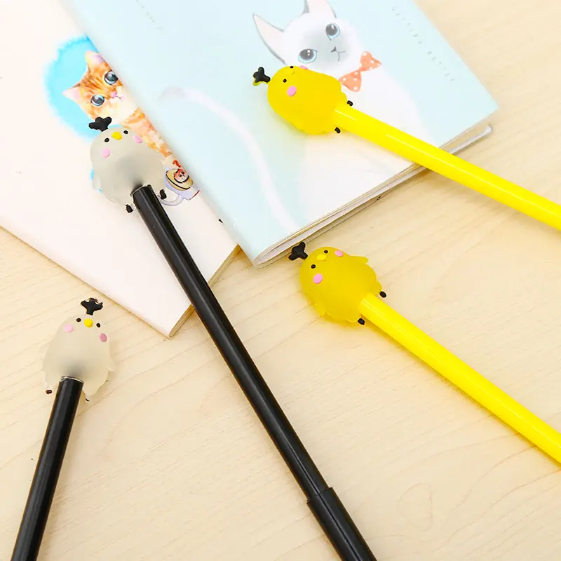 12 шт. гелевая ручка с рисунком курицы из мультфильма аниме Kawaii школьные принадлежности для офиса милые стационарные вещи для магазина синий материал 0,5