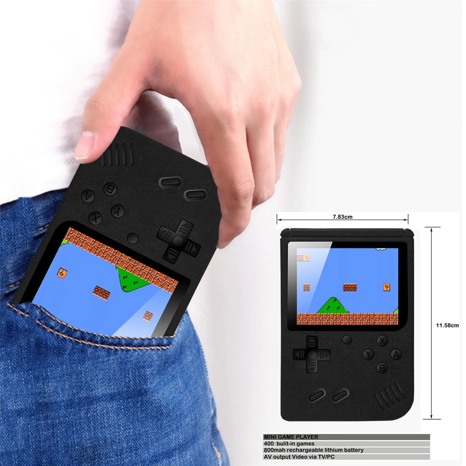 Game Concel 400 Games , Mini Video Game Console Built In 400 Classic Games Retro 8 Bit 3.0 Inch Games AV Out Portable Handheld G