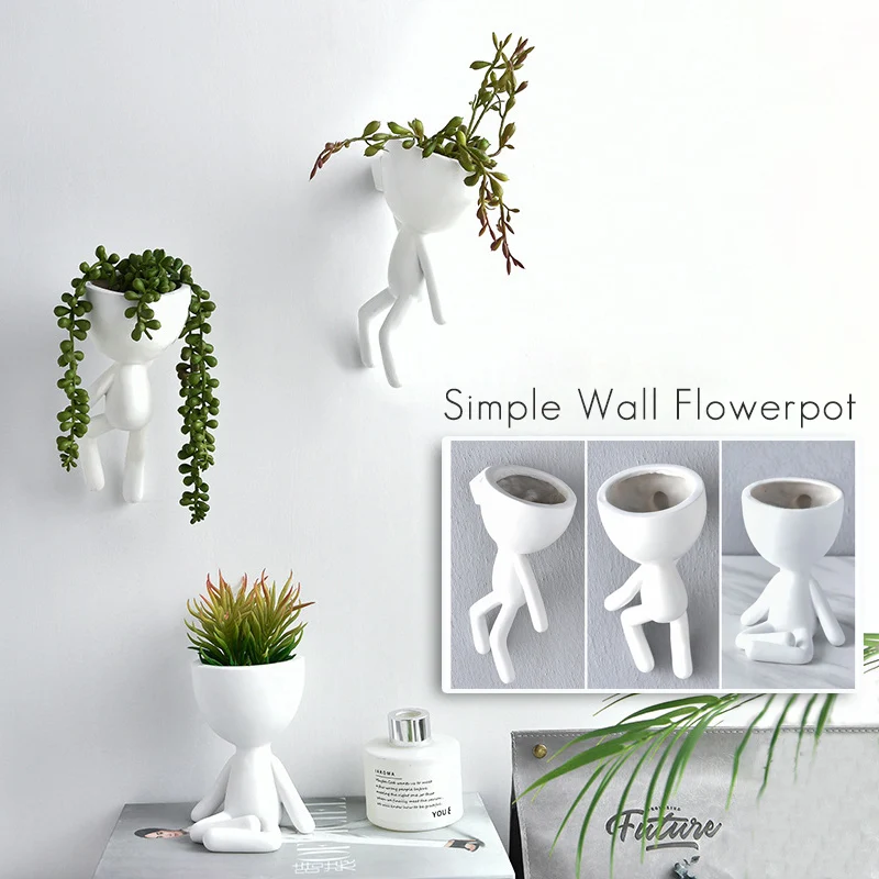 

Creative Abstract Humanoid Resin Flower Pot Nordic Art Portrait Vase Succulent Plant Flower Vase Home Room Wall Desktop Decor