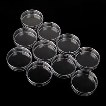

10Pcs Sterile Plastic Petri Dishes Lab Cell Tissue Culture Dish 55mm x 15 mm