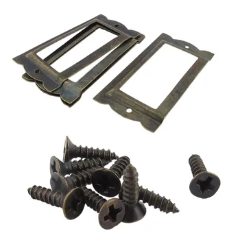 

Office File Drawer Tag Label Holder 85mm x 42mm 4 Pcs Bronze Tone