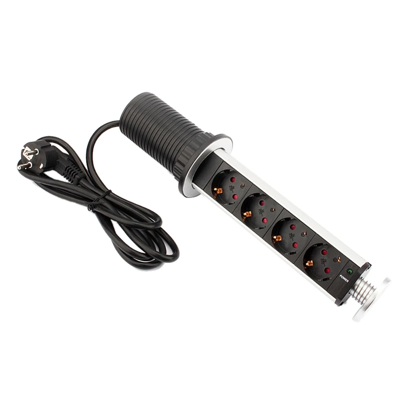 

4-Hole Standard Wall Power Outlet Kitchen Office Desktop Socket Countertop Point Stretching Telescopic Socket (Eu Plug)