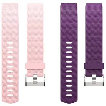 

2 Pcs Smart Wrist Band Replacement Parts for Fitbit Charge 2 Strap for Fit Bit Charge2 Flex Wristband Pink & Purple