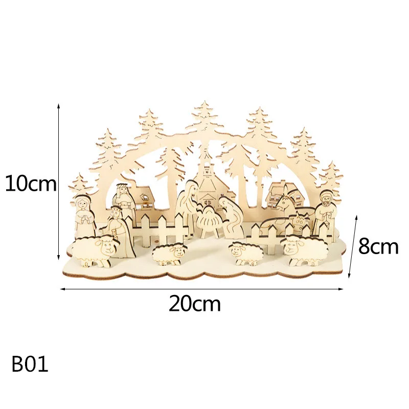 Новогодние рождественские настольные украшения креативный Снеговик овца деревянные поделки 3D предметы домашнего обихода подарок для детей
