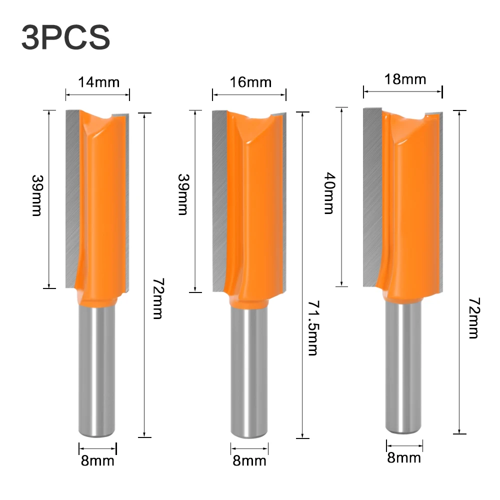 8mm Shank Tungsten Carbide Double Flute Woodworking Router Bit