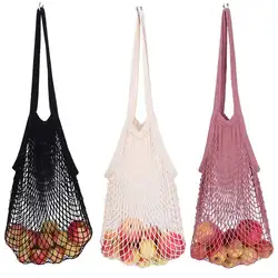 Хлопковые Платья с сеточкой с многоразовая сумка для покупок строка прибор для хранения фруктов сумки Для женщин покупок сетка магазин