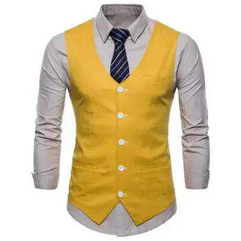 

Waistcoats Vests For Men Clothing Suits Linen Thin Single-breasted Casual Men's Vest Blue Black Green Orange